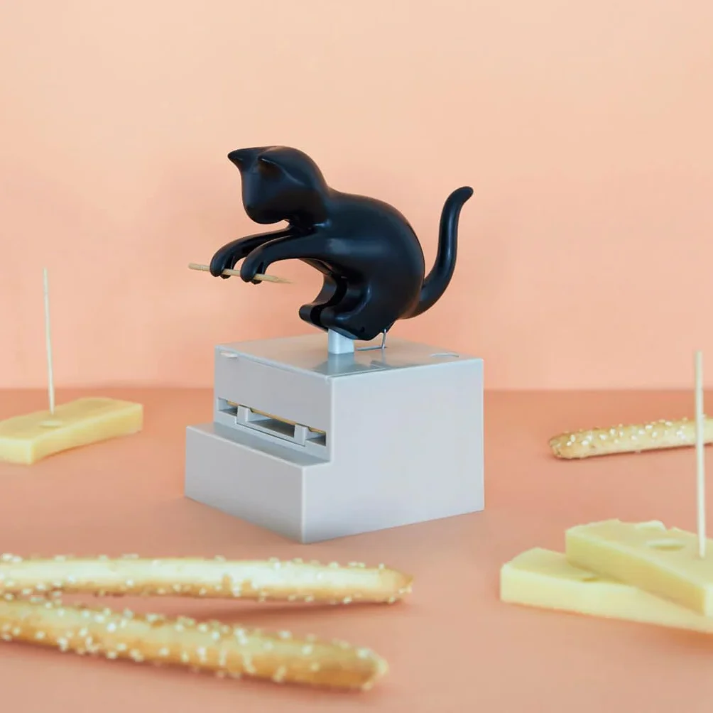 Balvi Distributeur de cure-dents Frisky Noir Chat Plastique