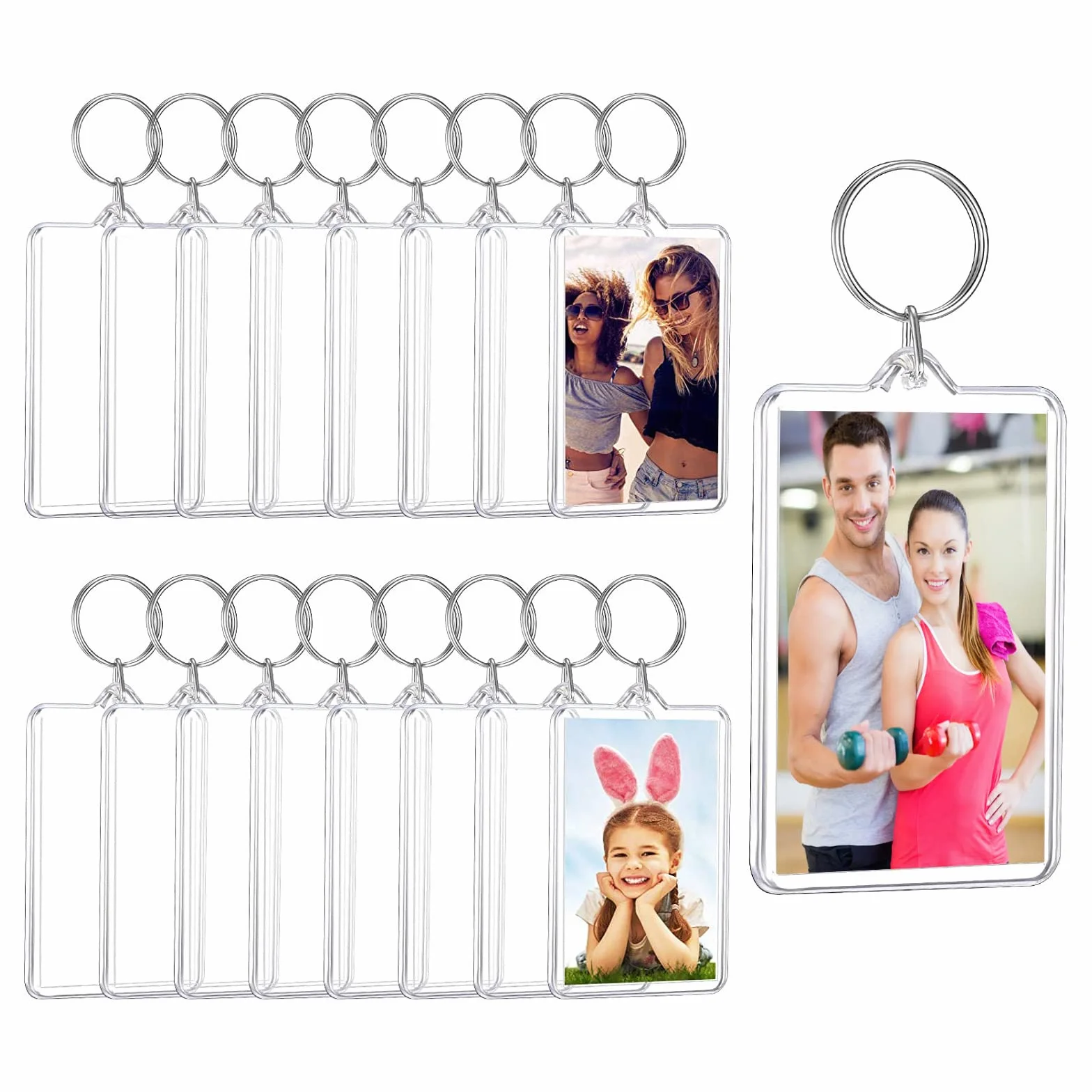 Porte-clés rectangle transparent avec cadre photo Morain