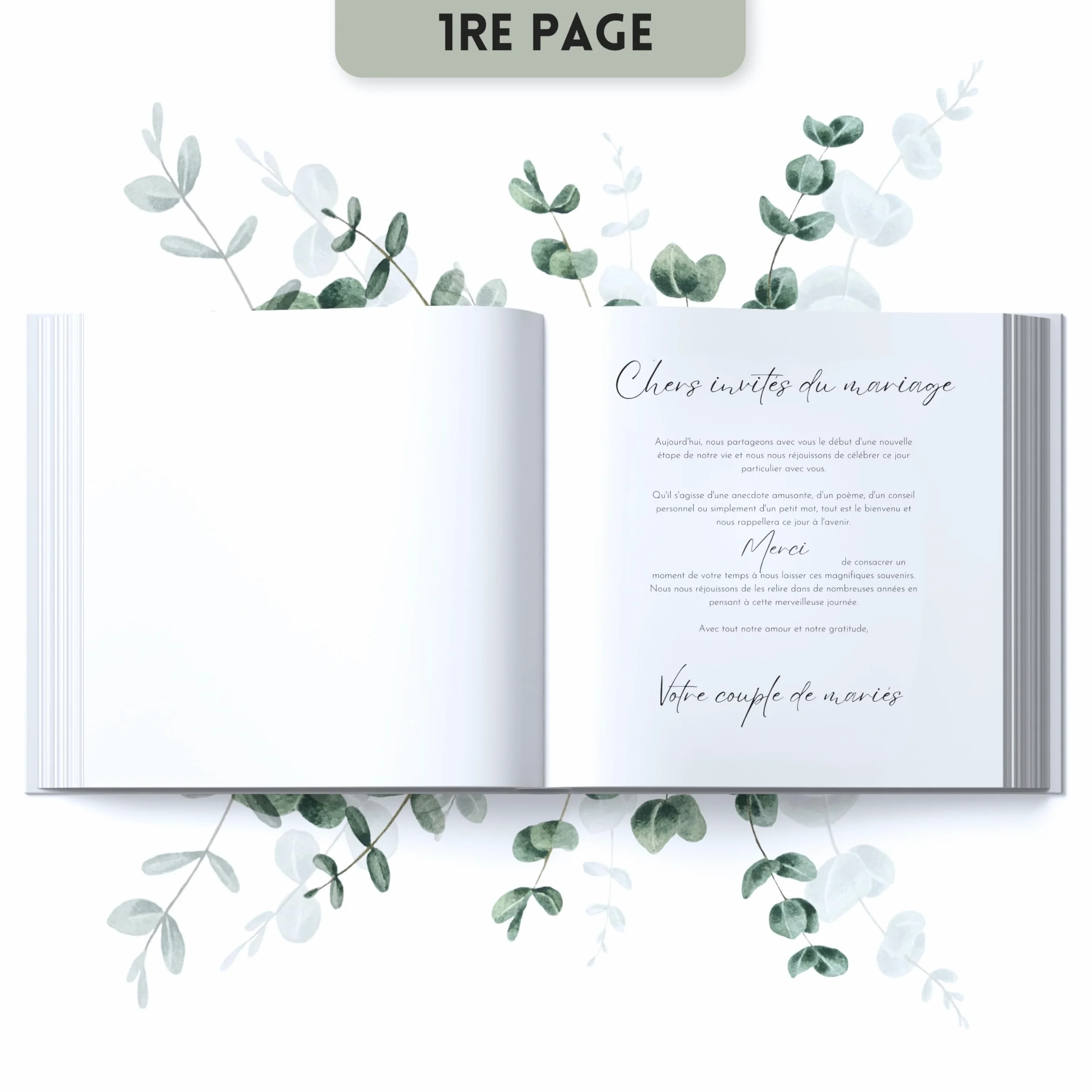 Livre d'or Mariage Haute qualité Questions à remplir 44 Pages Doubles