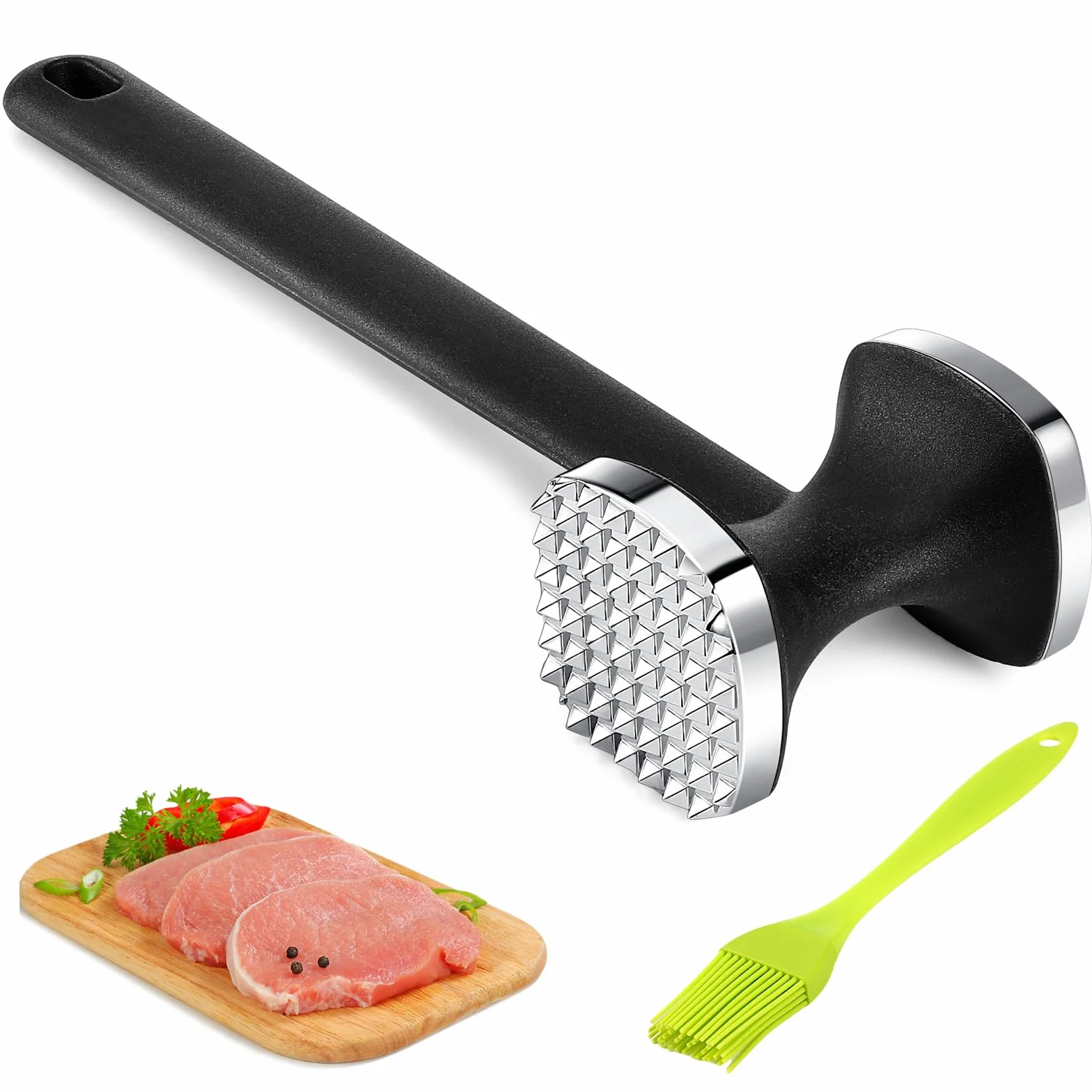 Attendrisseur de Viande, Marteau à Double Face avec Manche Antidérapant pour Steak, Poulet