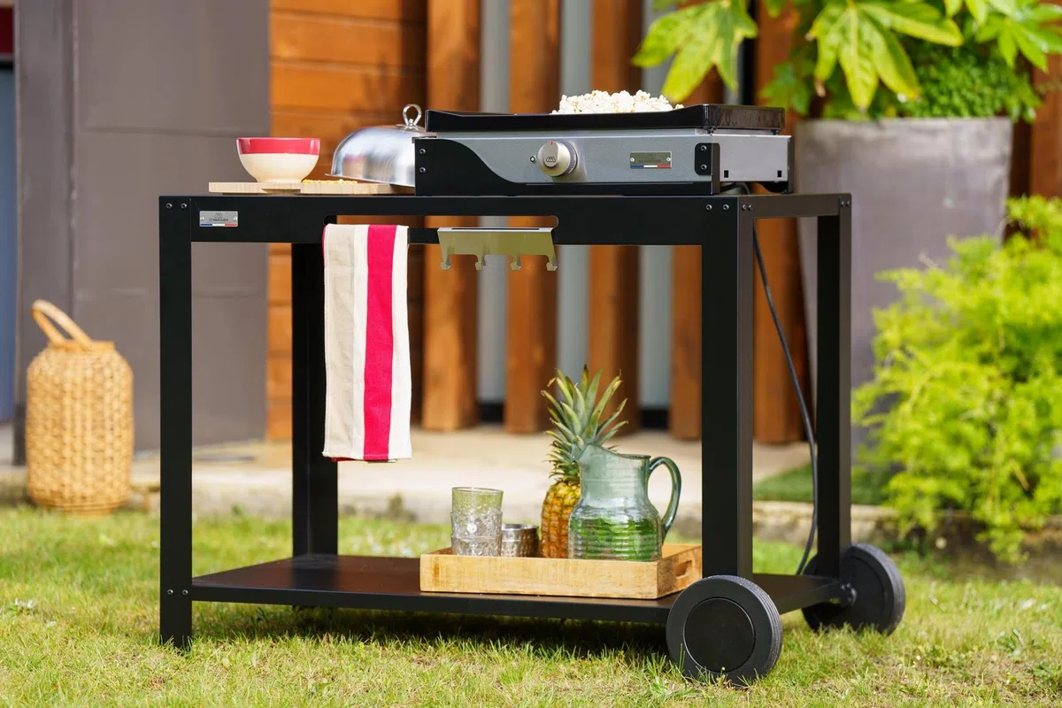 LE MARQUIER Table Desserte 110 XL Noire pour Plancha et Barbecue extérieure