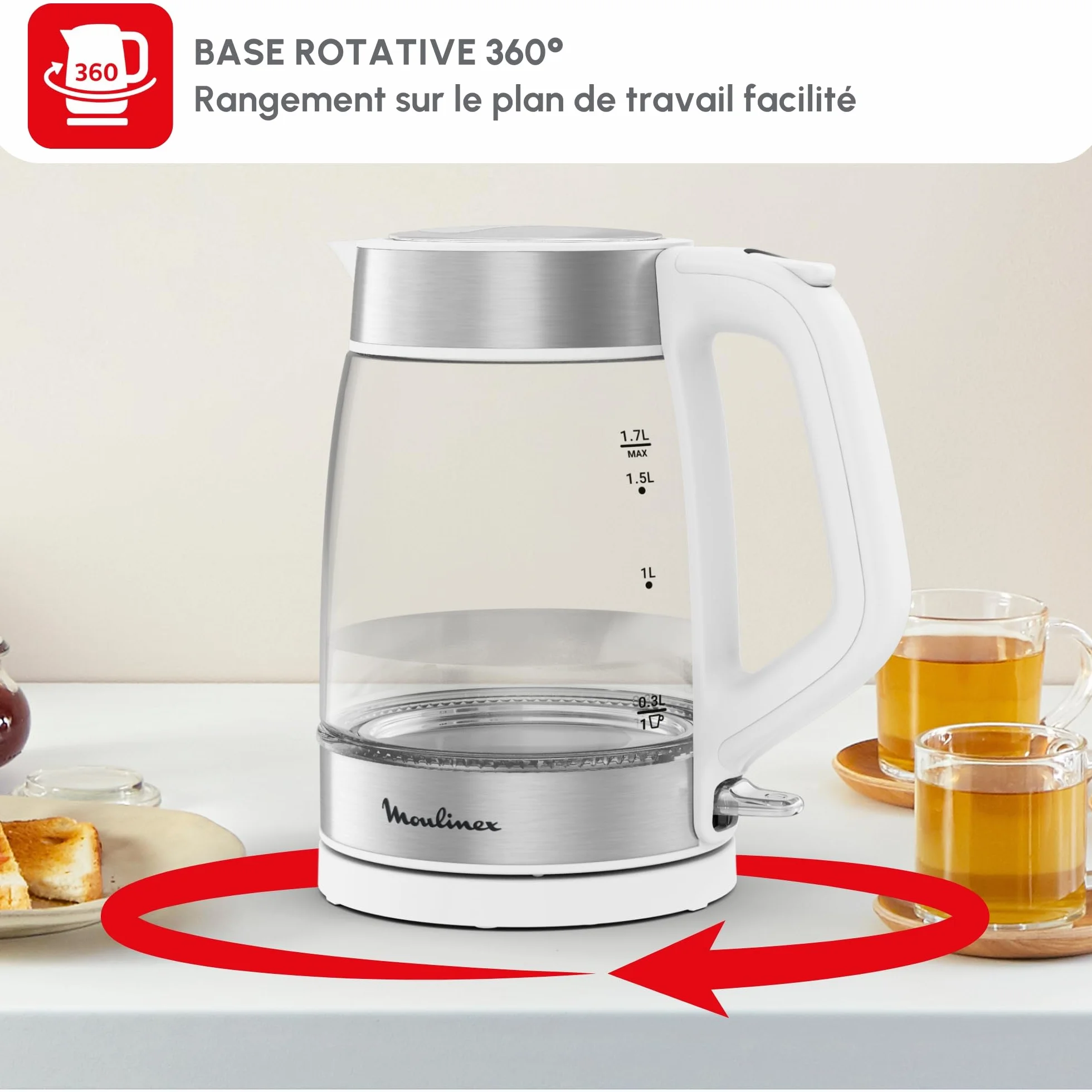 Moulinex Bouilloire Électrique 1,7 L Verre, BY6R5130
