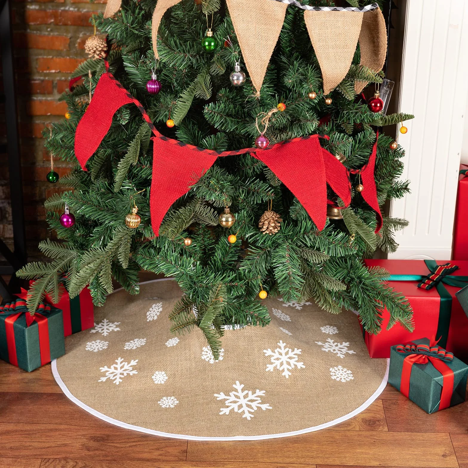Jupe de Sapin de Noël en Toile de Jute Rustique 75cm