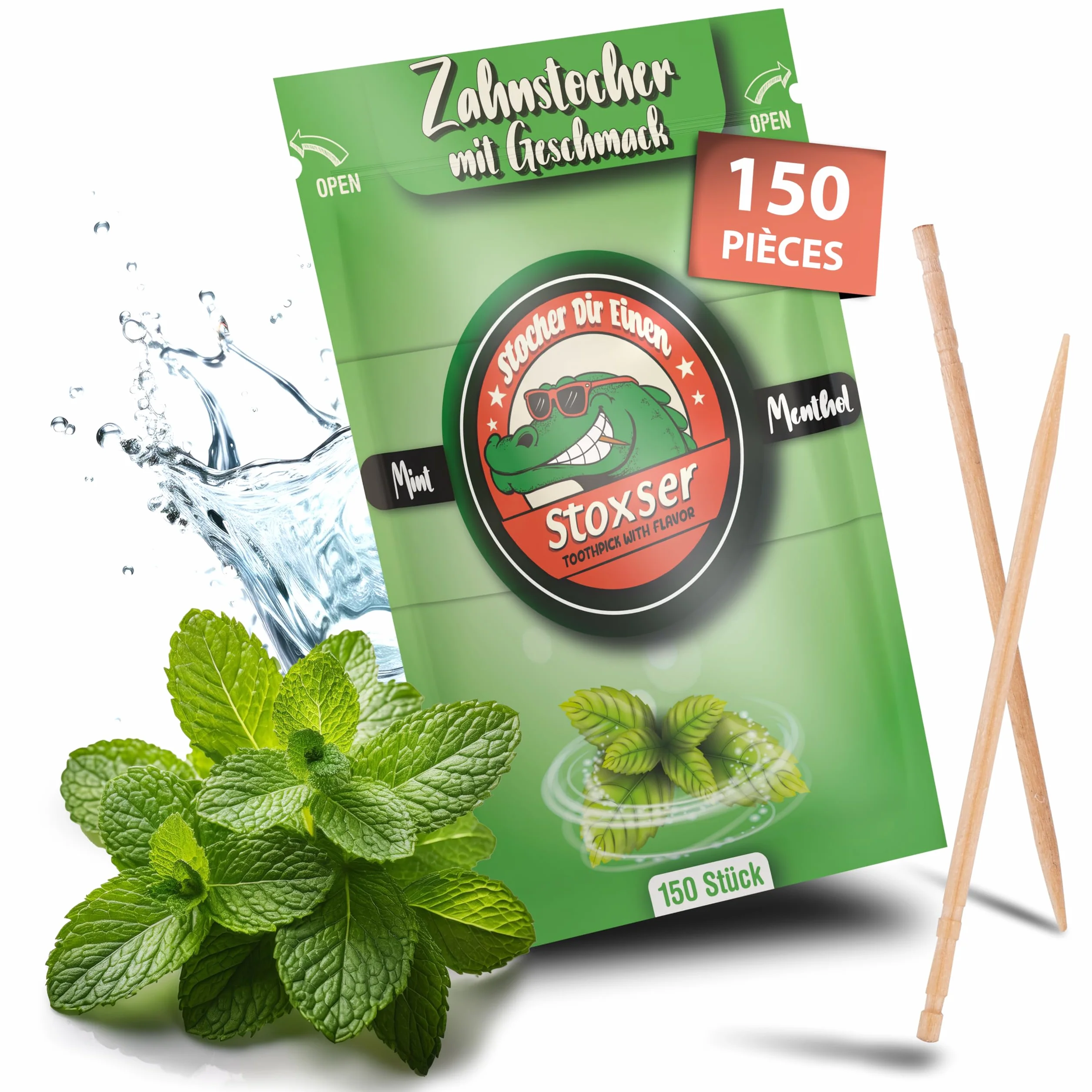 Lot de 150 cure-dents menthe menthol - Cure-dents sans sucre - Fil dentaire