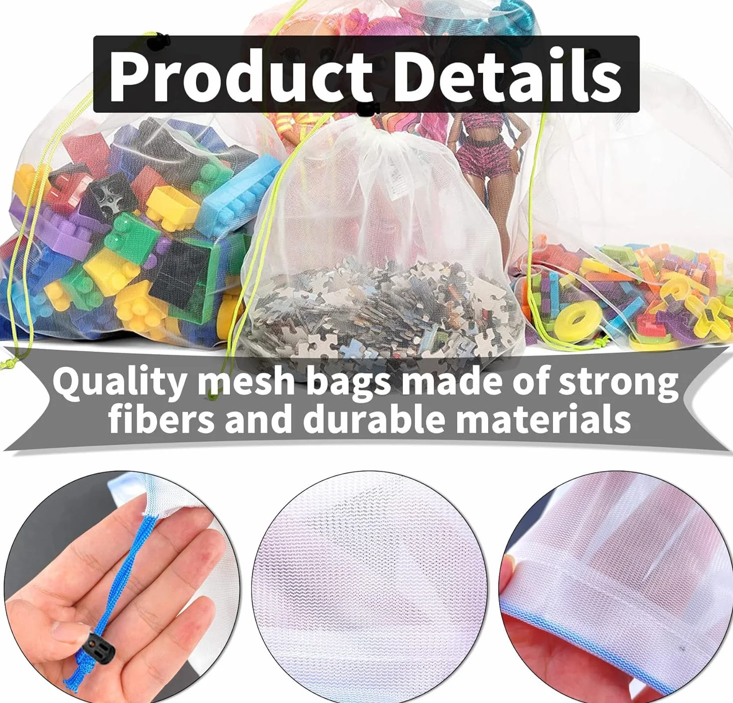Reofrey 12 Pcs Sacs En Filet Réutilisables Lavables Stockage Fruits Légumes