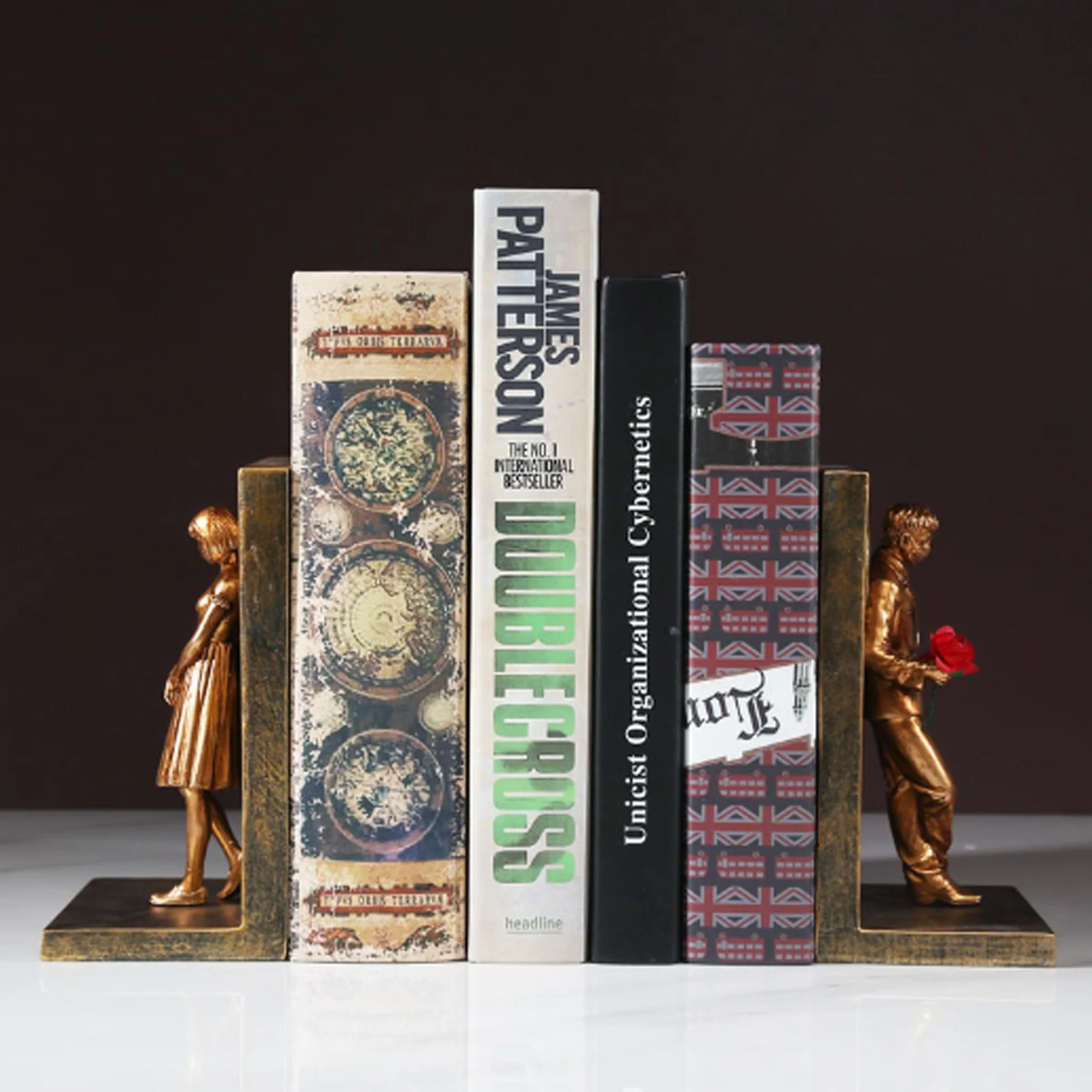 Butée de Livres Heavy Duty Banksy Couleur Or pour Rangement Décoratif