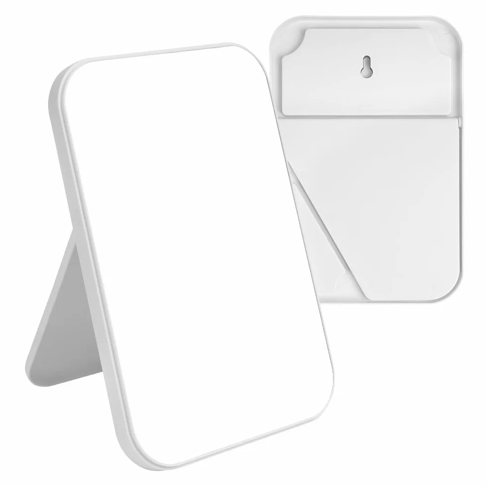 Miroir Super HD 20x13.4 cm Pliable Portable Maquillage Support Blanc