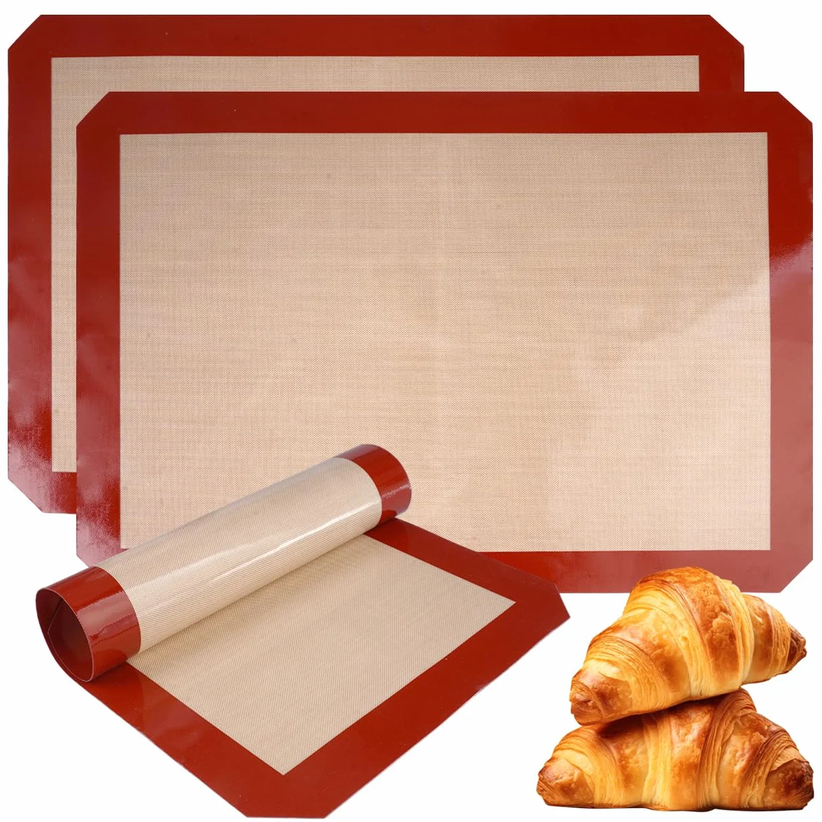 Tapis de Cuisson Silicone pour Four 3 Pièces Réutilisable Anti-Adhésif Sans BPA