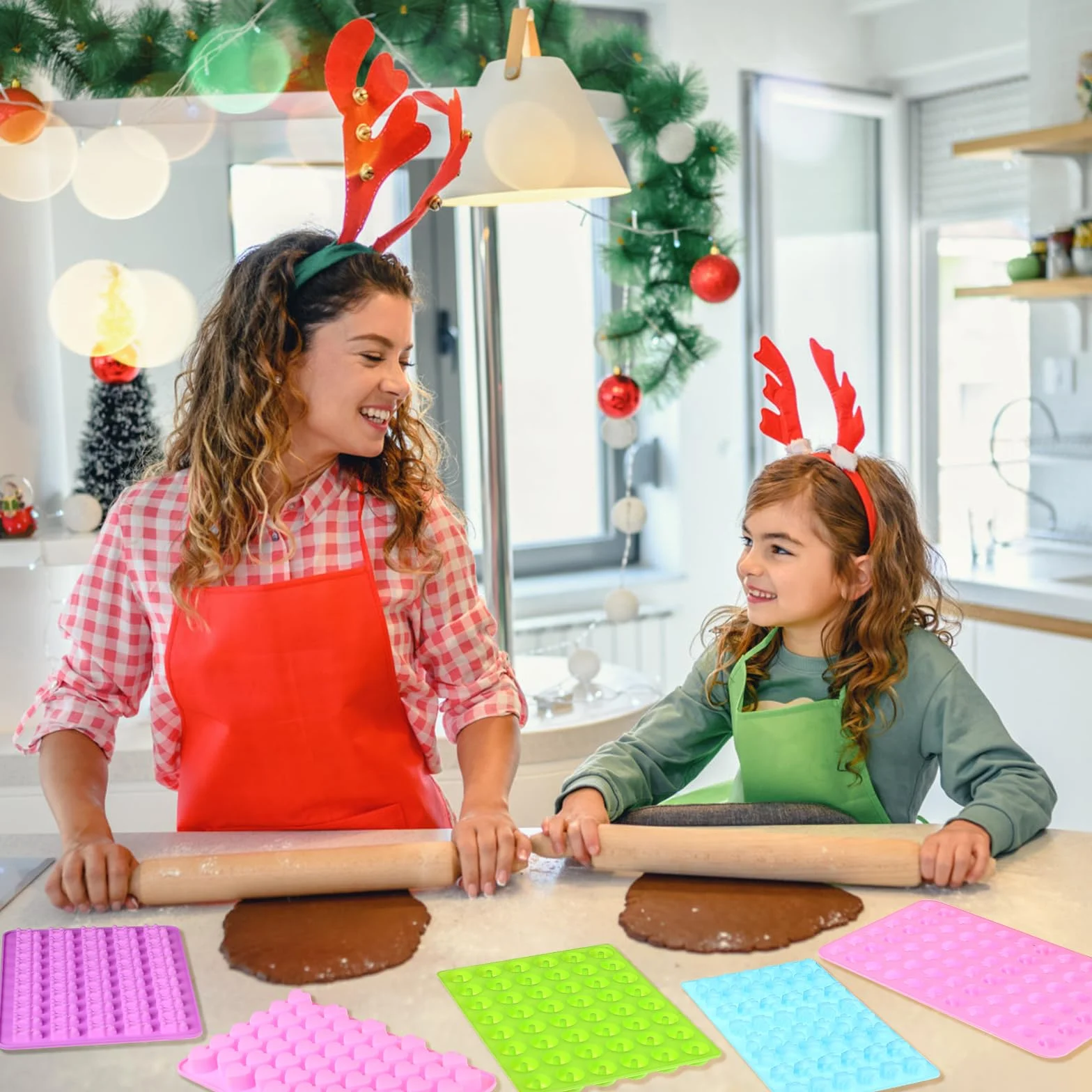 Moules à Bonbons en Silicone Antiadhésif, Moules à Chocolat Réutilisables avec Compte-Gouttes, Spatule, 50 Sachets, Attaches Torsadées