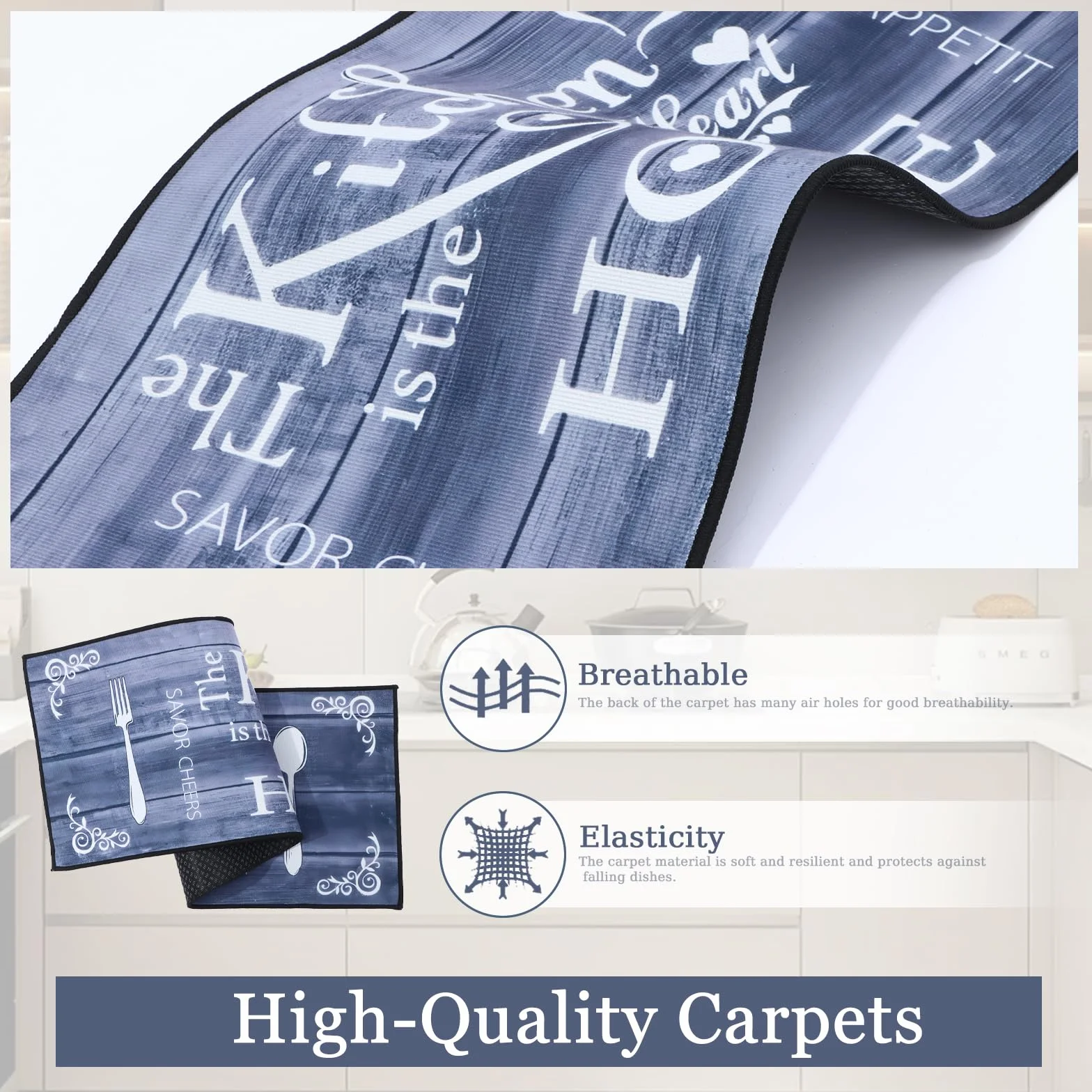 Tapis de Cuisine Boho 2 pièces, Lavable, Antidérapant pour Sol