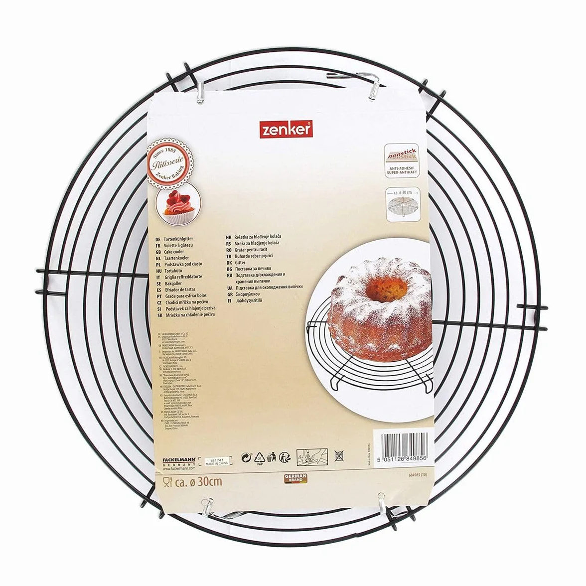 Zenker Présentoir à gâteau 30 cm Métal Noir grille de refroidissement