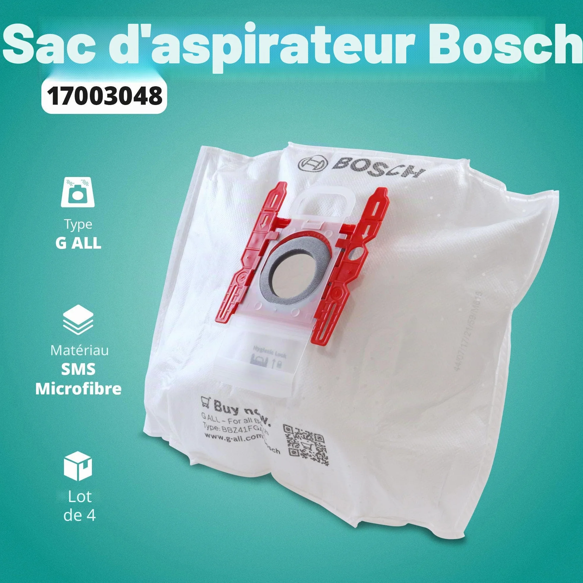 Bosch BBZ41FGALL Sacs Aspirateurs 5 L Blanc