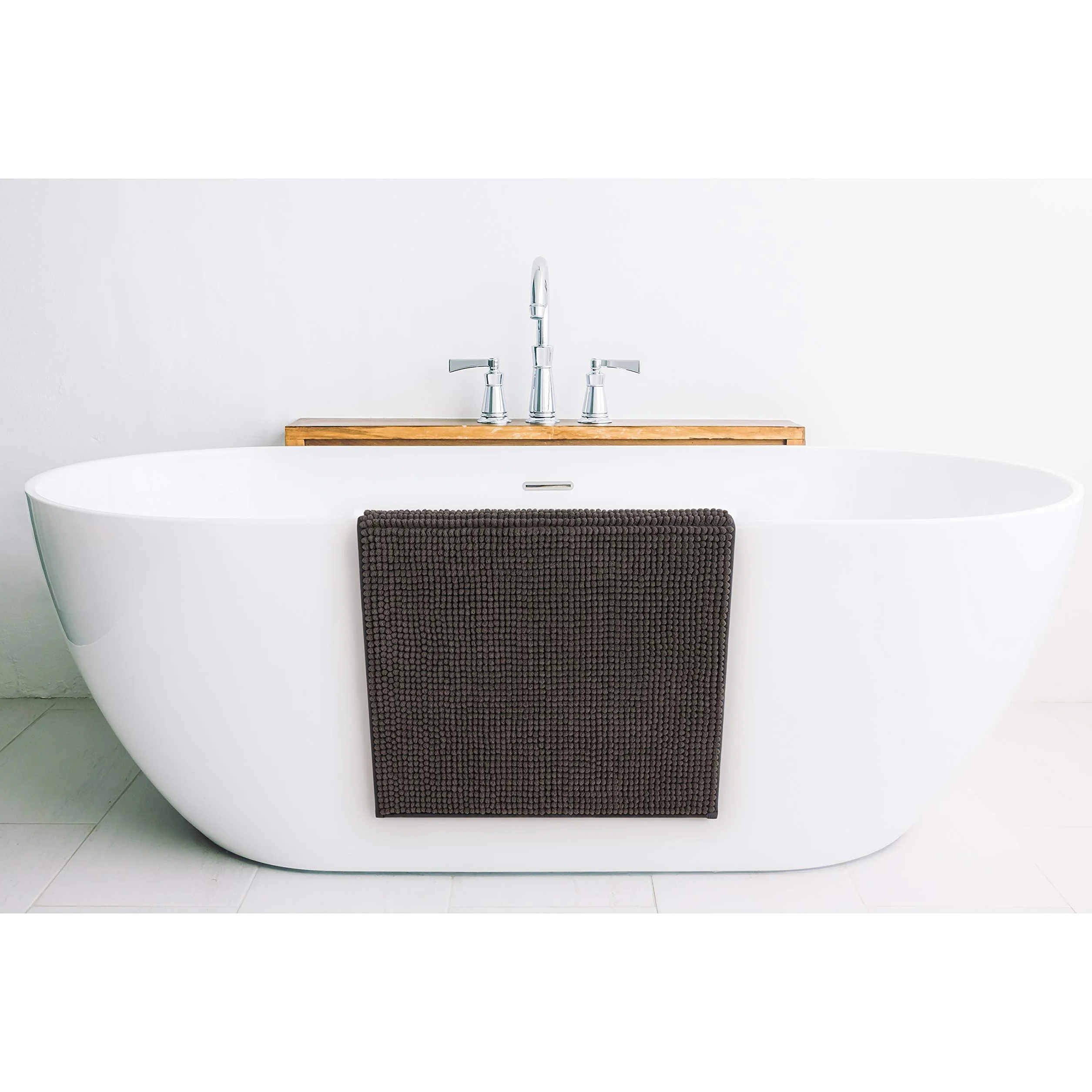 Tapis de Bain Absorbant Antidérapant Oeko-Text 60x40 Gris foncé