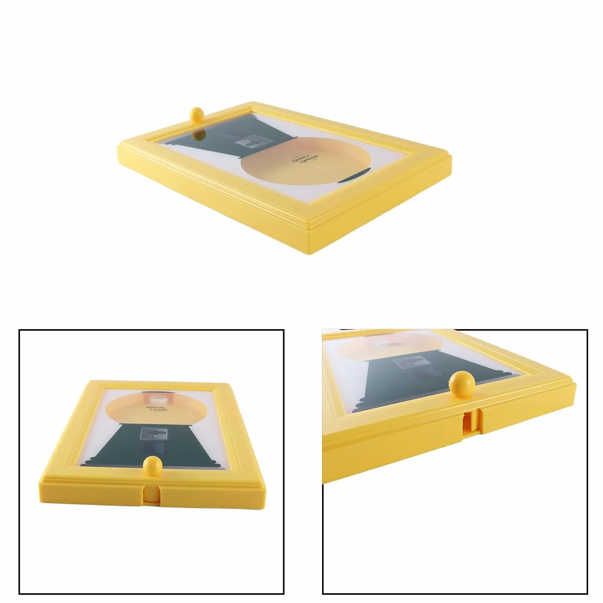 Distributeur de bonbons mural interactif avec cadre photo, pour cuisine ou bureau, jaune