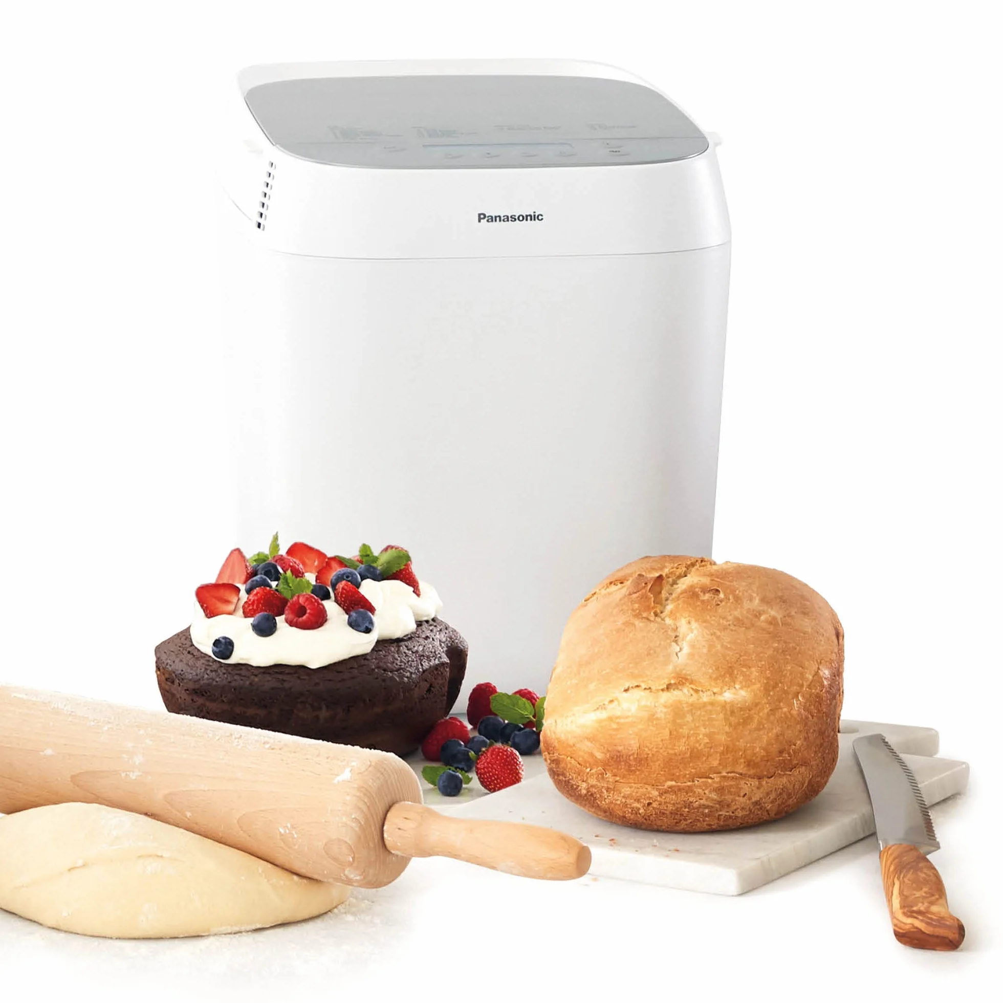 Panasonic Machine à pain Croustina SD-ZP2000WXE, 18 Programmes, 7 Pains Croustillants, Sans Gluten, 2 Tailles L,M