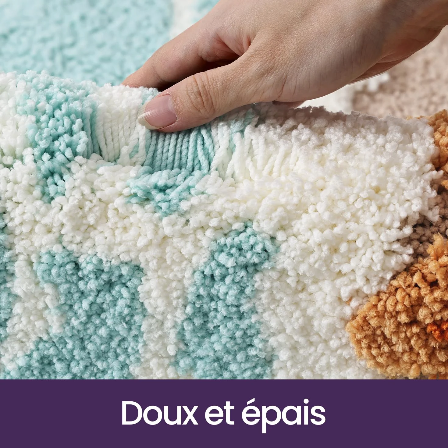 DEXI Tapis Salle de Bain Antidérapant 54 x 86 cm Ovale Absorbant Lavable Motif Plage