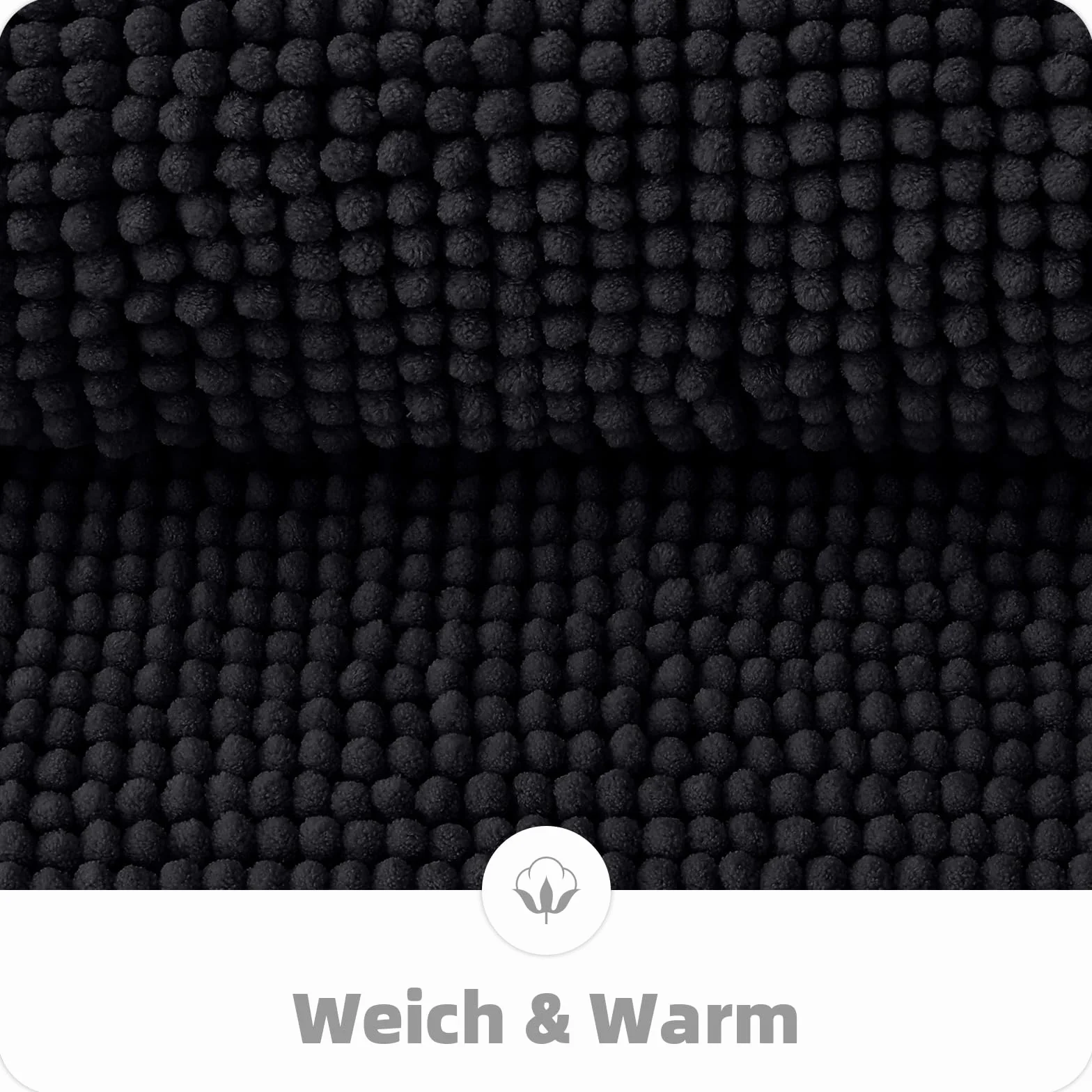 OLANLY Tapis de bain en chenille antidérapant 60 x 120 cm noir