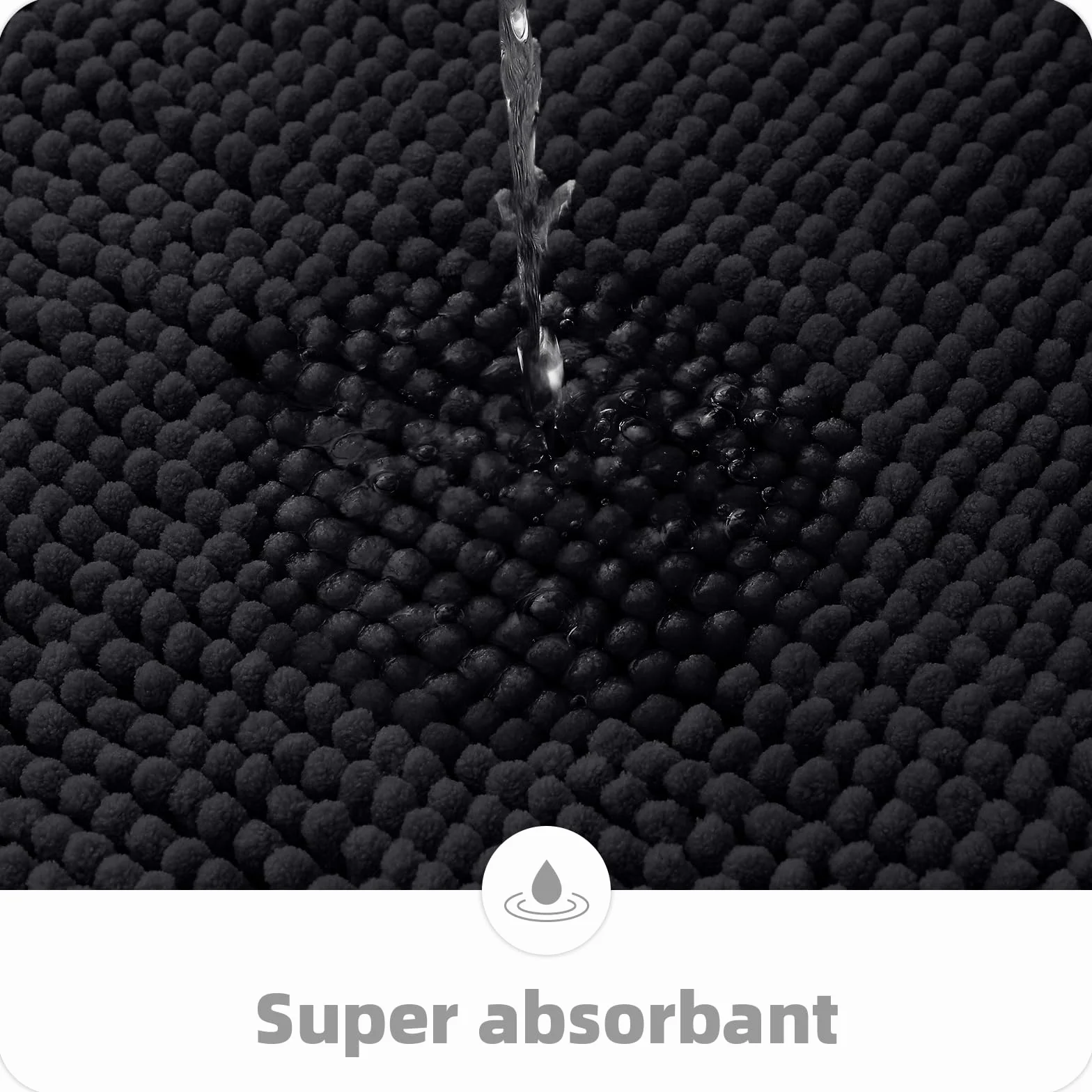 OLANLY Tapis de bain en chenille antidérapant 60 x 120 cm noir