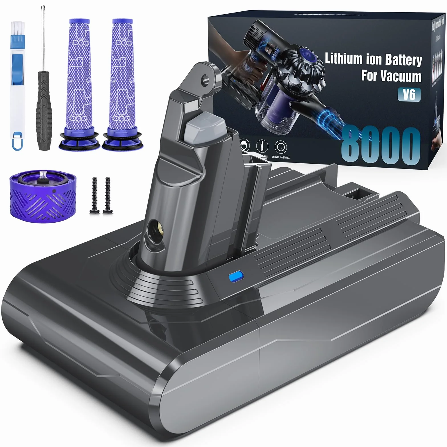 Morpilot 8000mAh Batterie pour Aspirateur Dyson V6 DC62 SV03