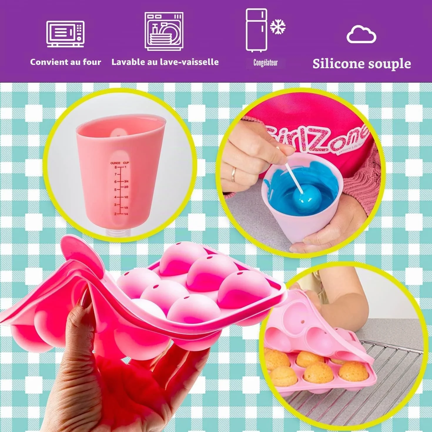 GirlZone Kit Pâtisserie Cake Pops Craze pour Enfants, Moule Silicone Cupcake, Cadeau Fille 10 ans