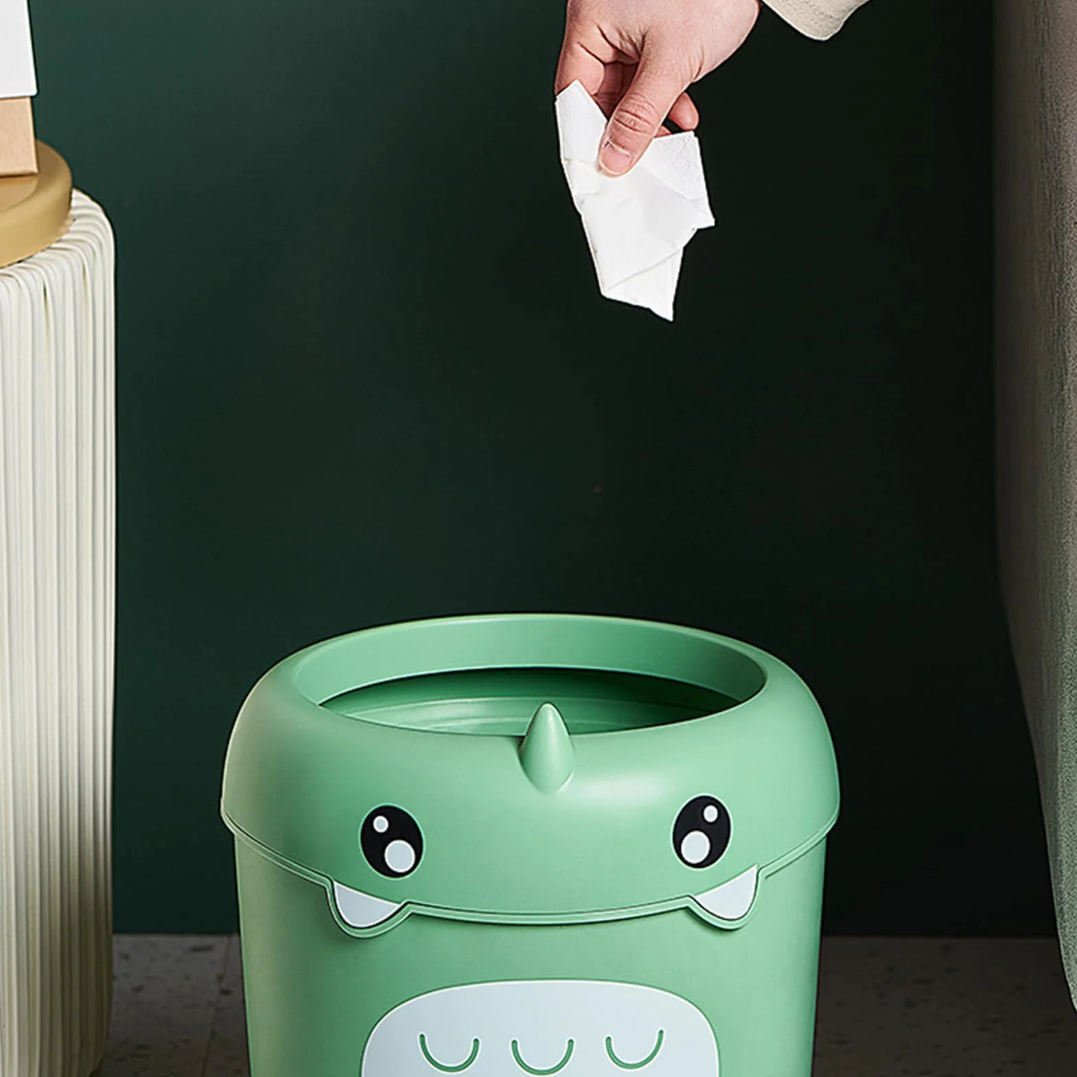Poubelle Mignonne Conteneur Dinosaure Portable Design Ouvert Bureau Cuisine Salon