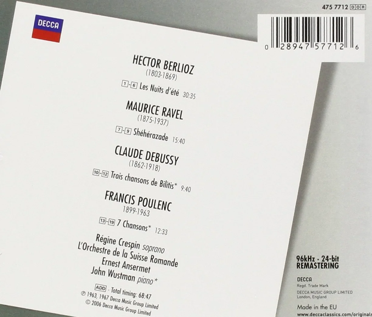 Ravel Shéhérazade Berlioz Nuits d'été