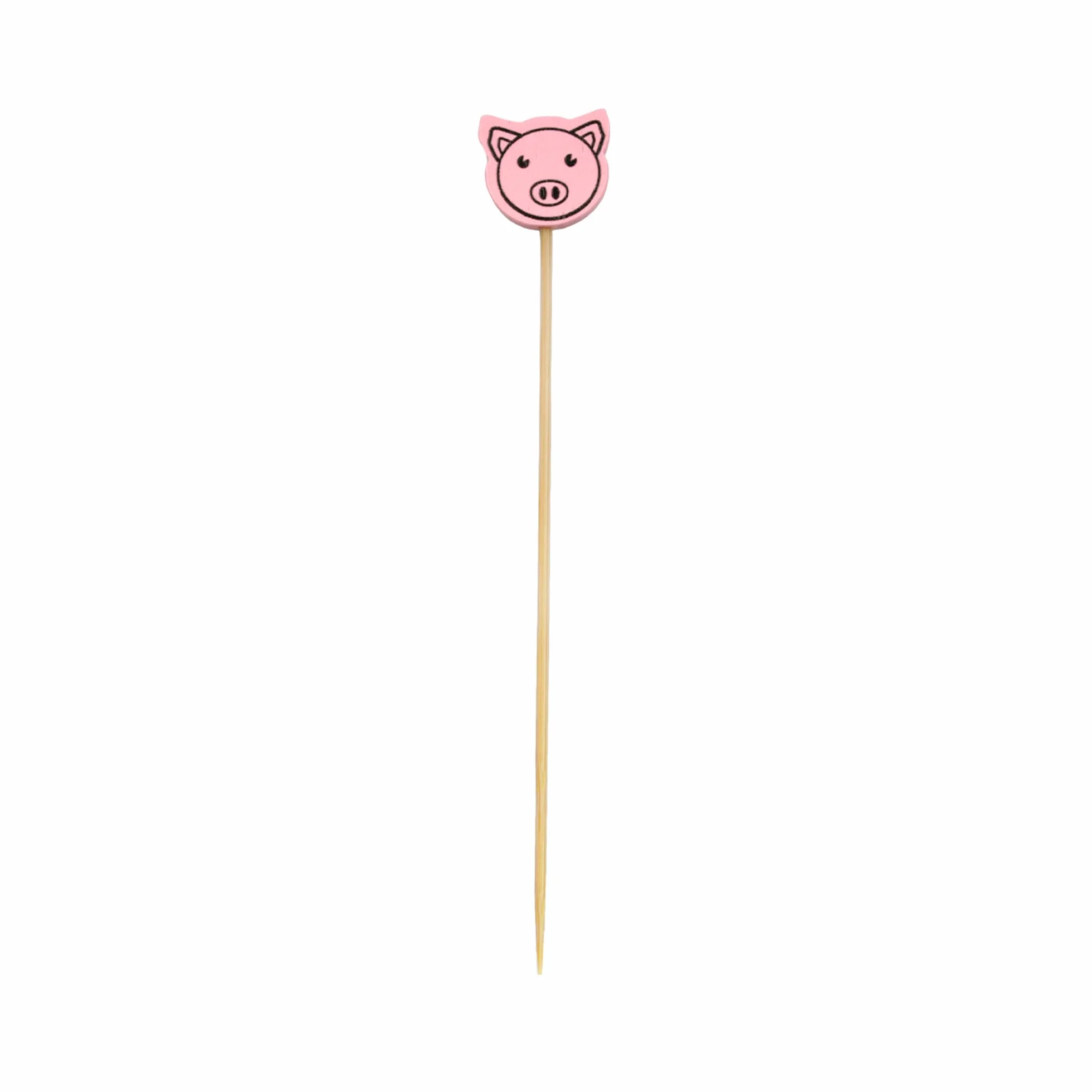 Lot de 100 cure-dents en bambou pour apéritifs 11,9 cm Motif cochon rose