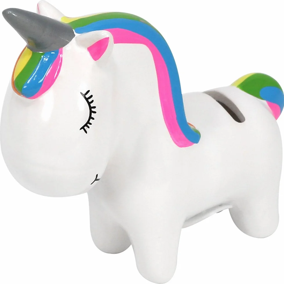 Tirelire en céramique Licorne Magique com-four® 2 pièces avec Fermeture en Caoutchouc
