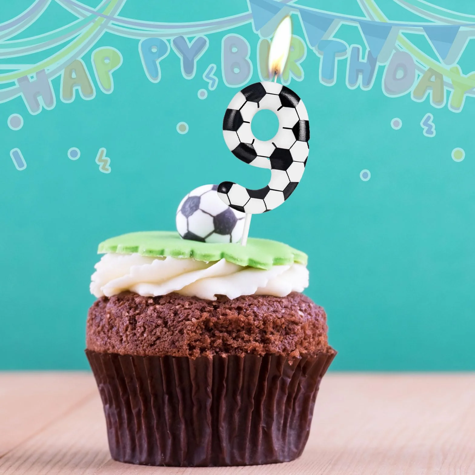 Bougie d'anniversaire numéro 10 thème football pour gâteau