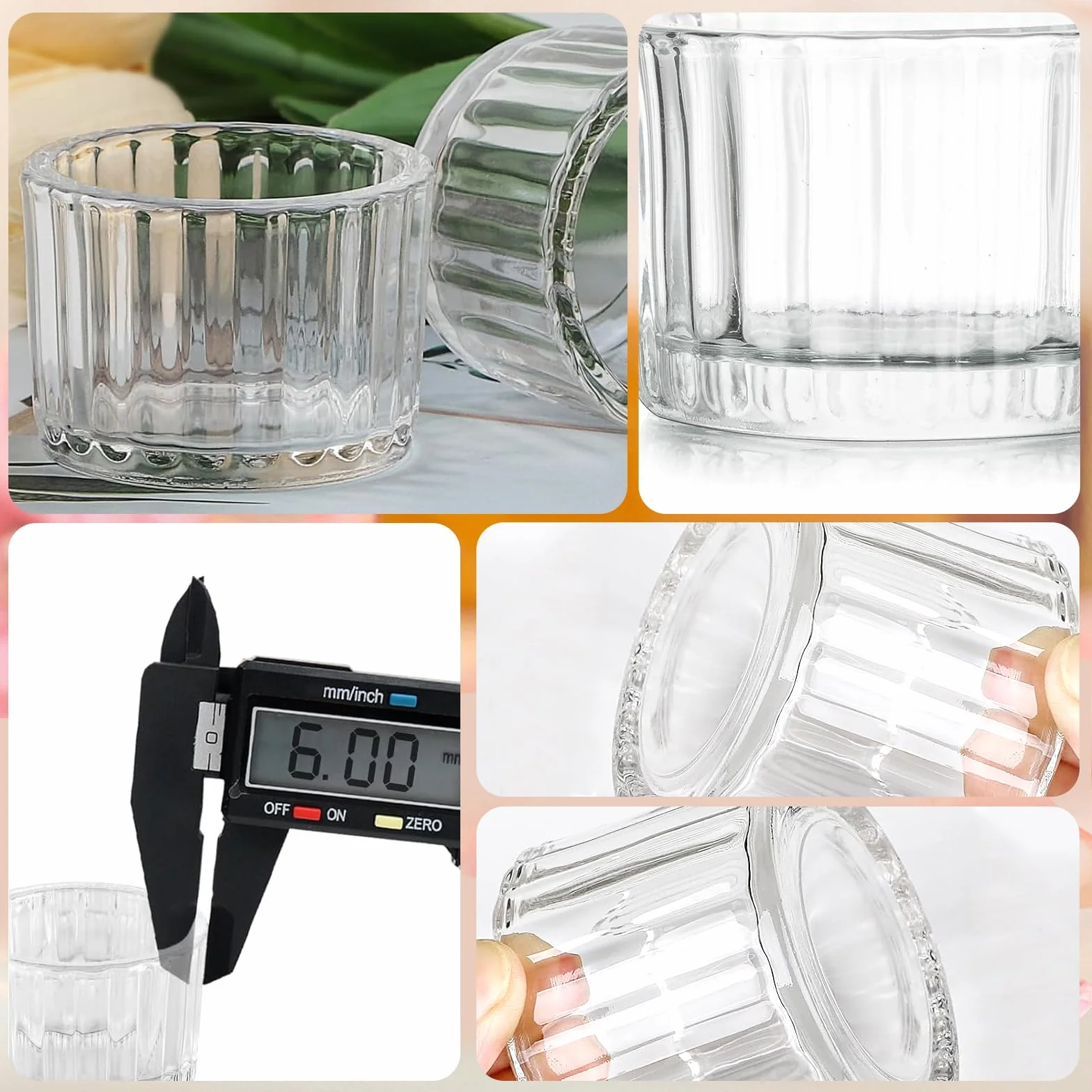 Mini Porte Bougeoir en Verre 12 Pièces, Photophore Transparent 5x3.8cm, Support Bougie pour Décoration de Table Mariage