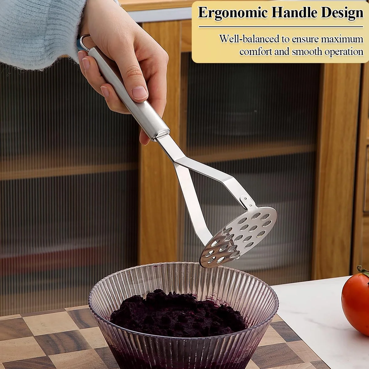 Homquen Pilon de Pommes de Terre en Acier Inoxydable 25 cm