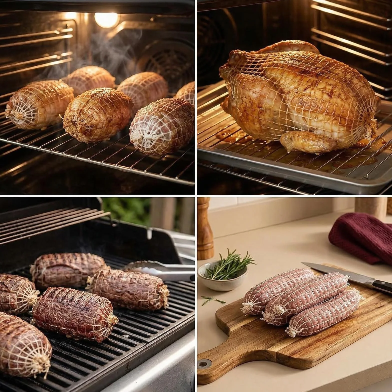 Filet à Viande Élastique en Coton Blanc 5m Calibre 16 Sécurité Alimentaire