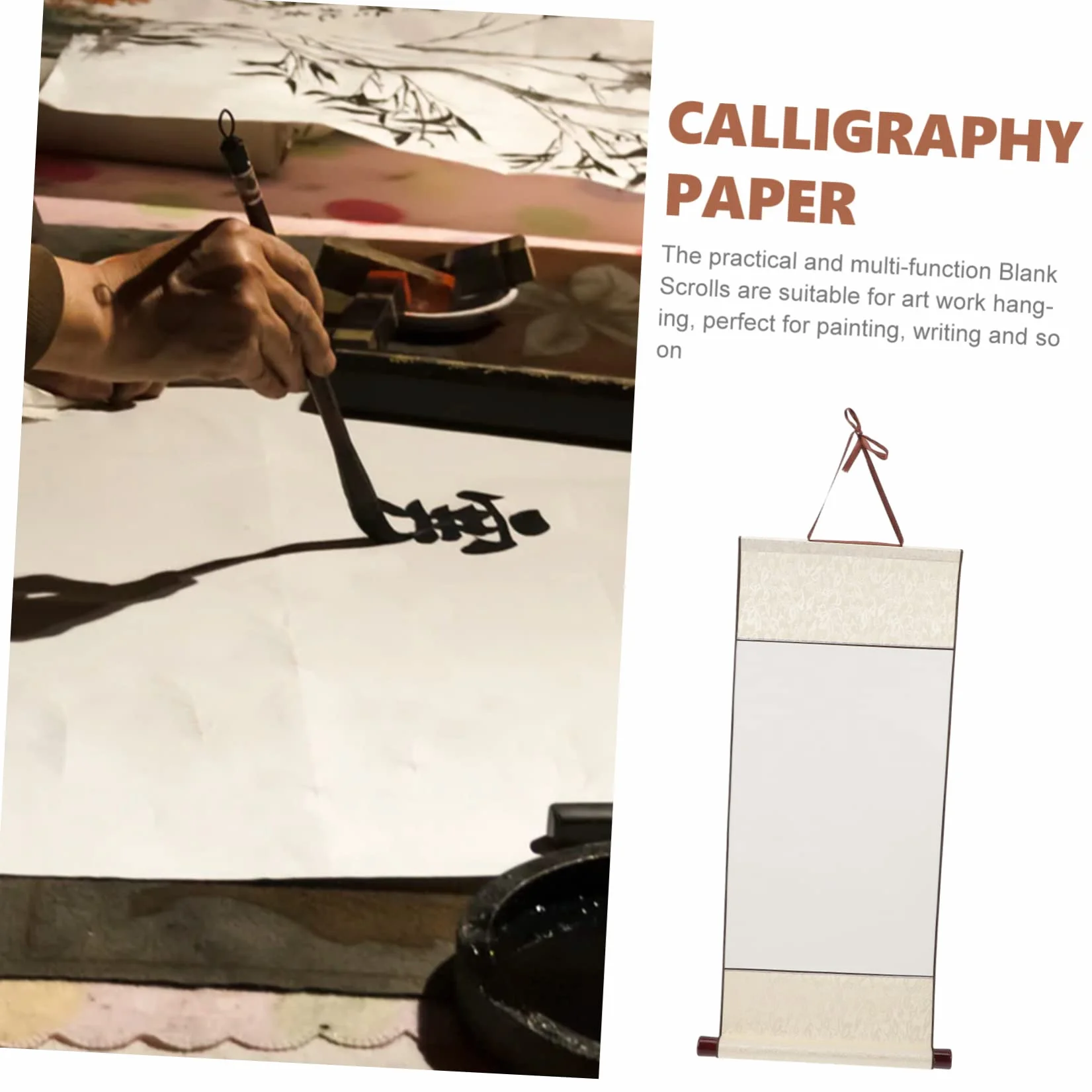 Rouleau en Papier Xuan Solide Parchemin Beige pour Calligraphie Chinoise et Peinture à L'encre