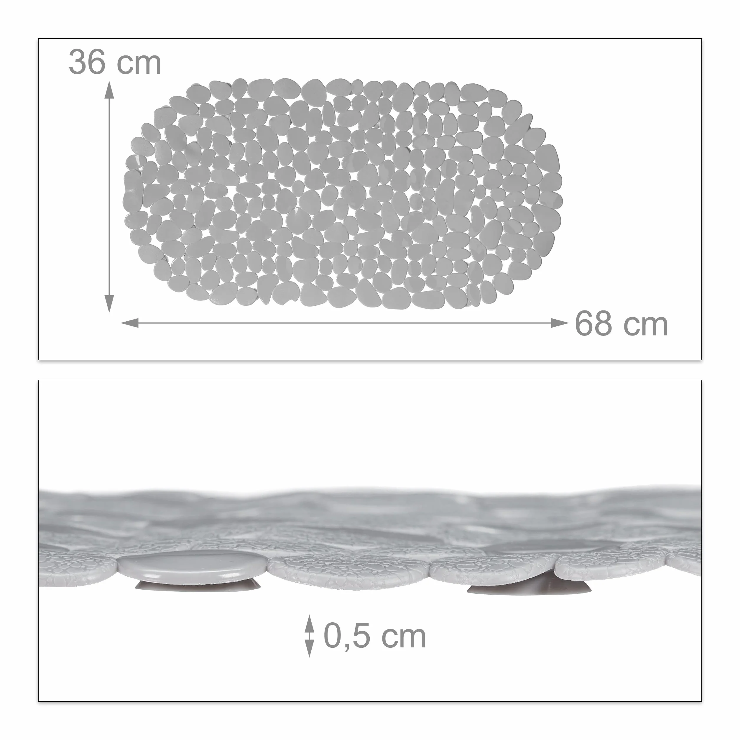 Relaxdays Tapis de Bain Antidérapant Aspect Pierre 36x68 cm Gris