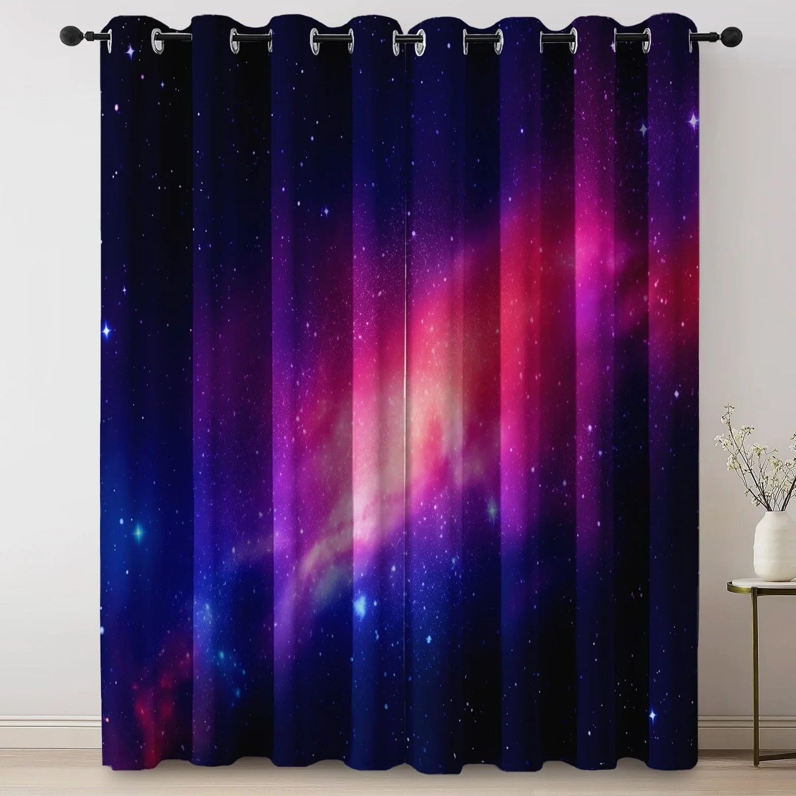 Rideaux Occultants Voie Lactée Bleu Foncé Violet 110x215 cm 2 Panneaux