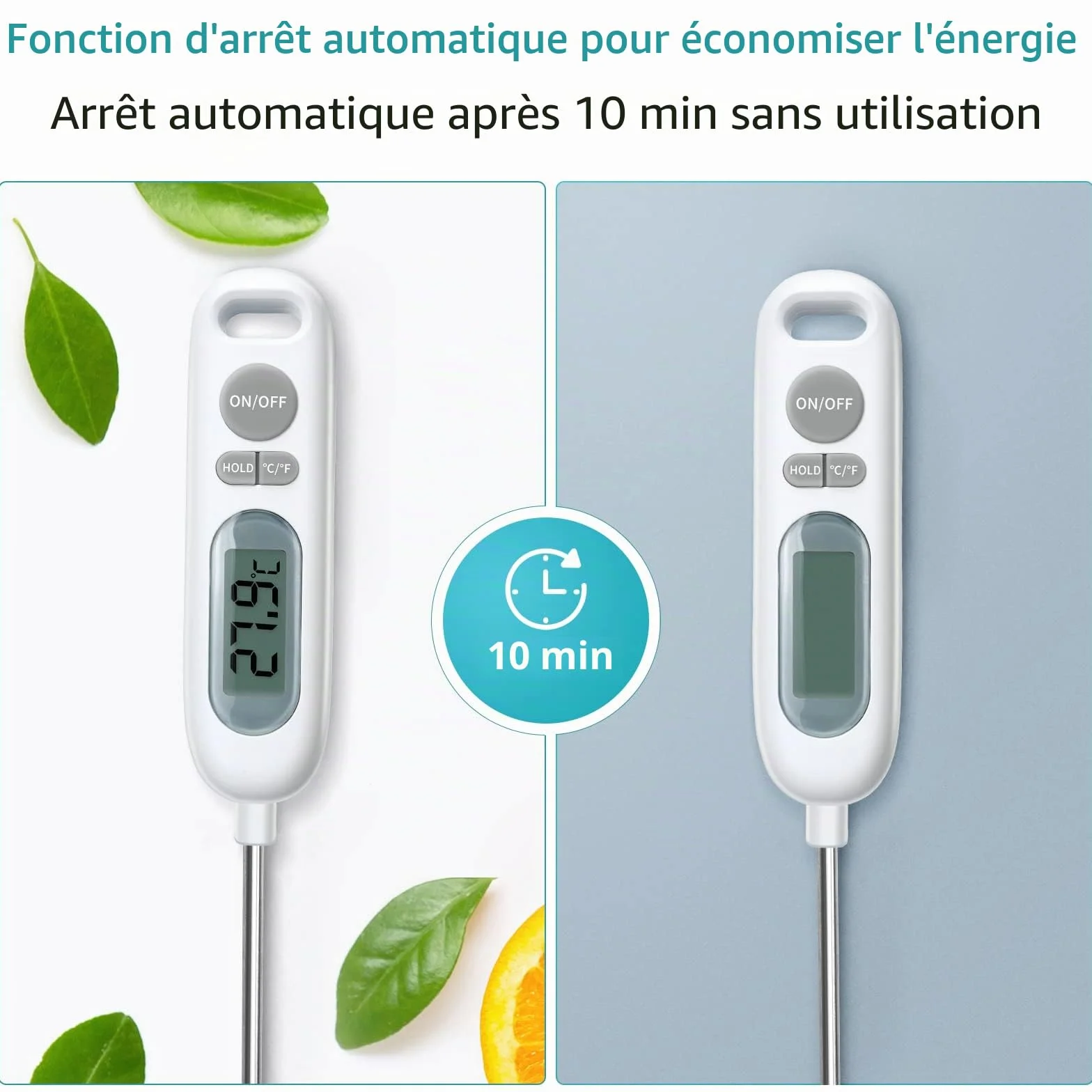 HORJOR Thermomètre de Cuisson Digital 141mm Sonde pour Barbecue Viande Patisserie