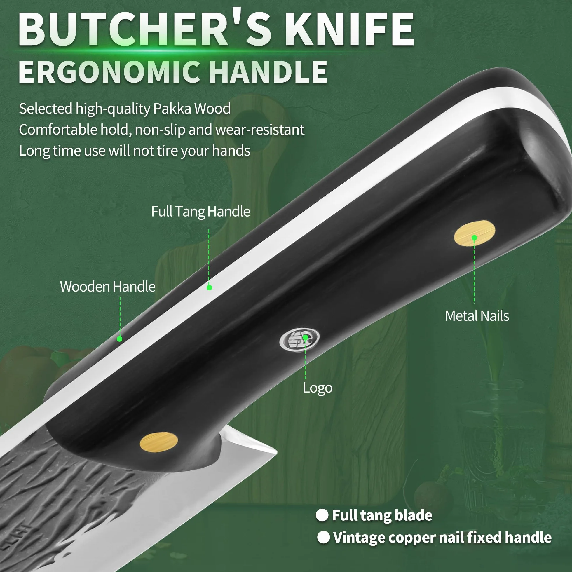 Couteau de boucher forgé à la main 21cm acier à haute teneur en carbone avec gaine