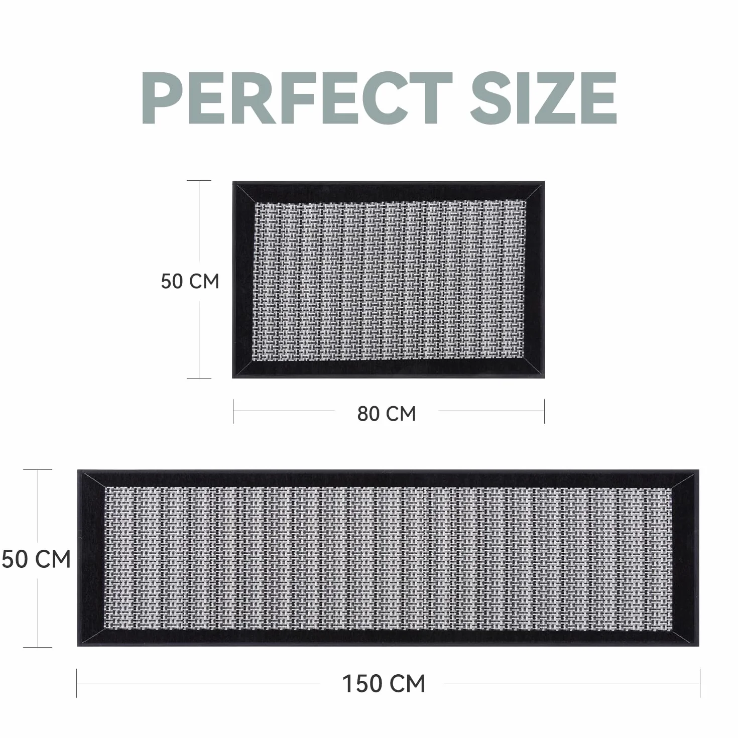 SIXHOME Tapis de Cuisine Antidérapant en Caoutchouc Lavable en Machine Absorbant Noir 50x80+50x150cm