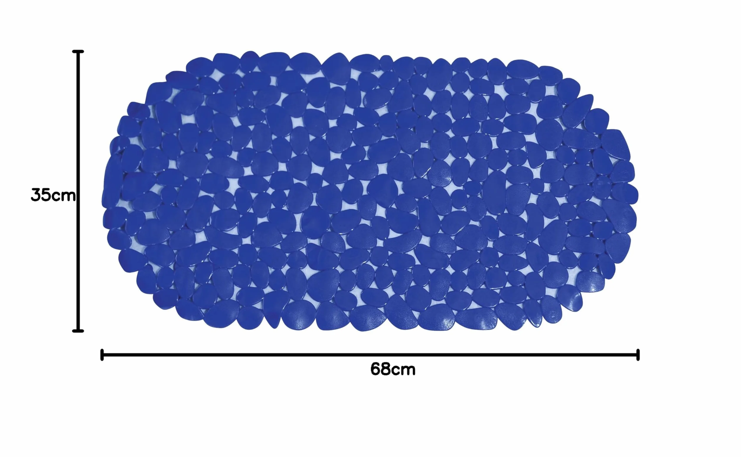 Tapis Fond de Baignoire PVC Galets 68 x 35 cm Bleu Foncé Antidérapant