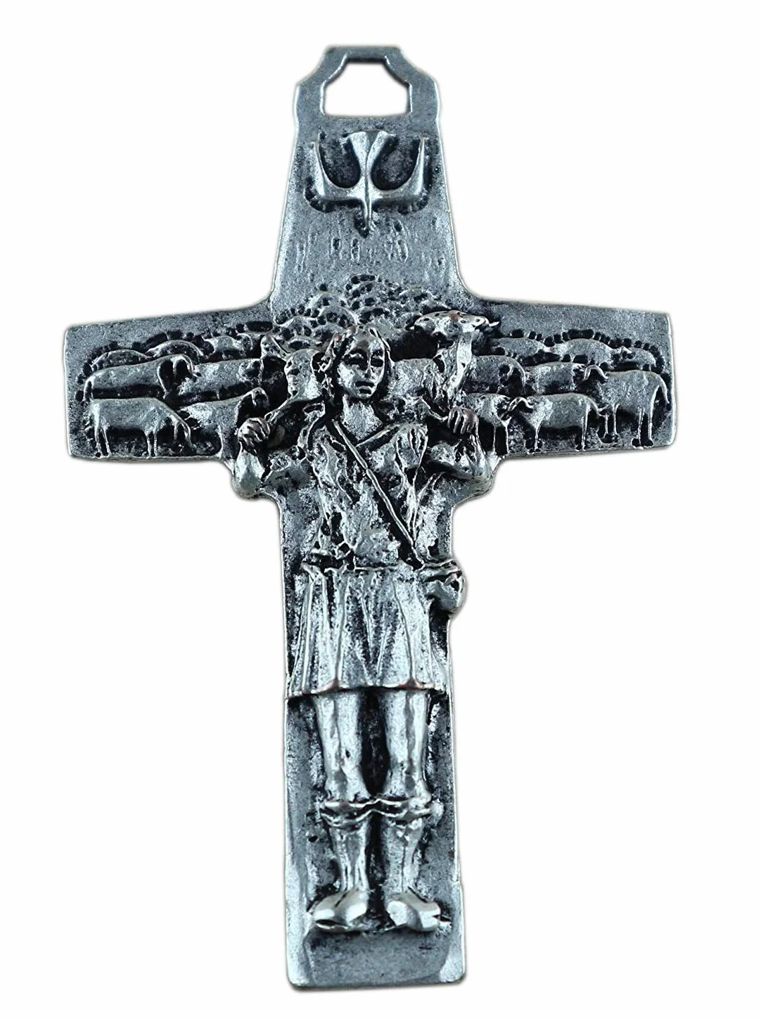 Eurofusioni Croix du Bon Pasteur plaqué argent H 7,2 cm