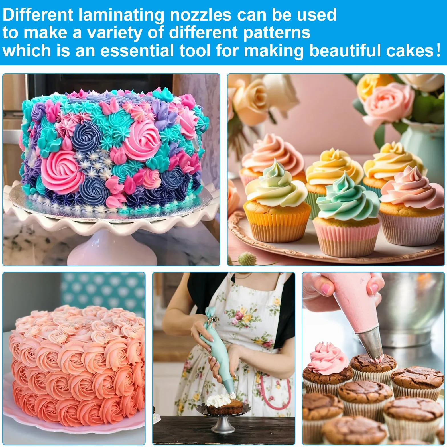 Douille Patisserie Professionnelle Compatible Poche à Douille, 10 PCS Grosse Douille Cannelée Décorer Gâteaux Cupcakes
