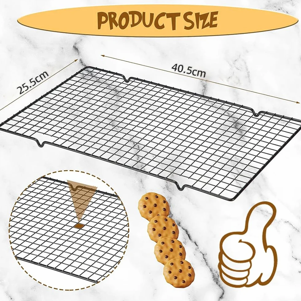 Lot de 2 grilles de refroidissement pour gâteau 40 x 25 x 2 cm avec pieds stables