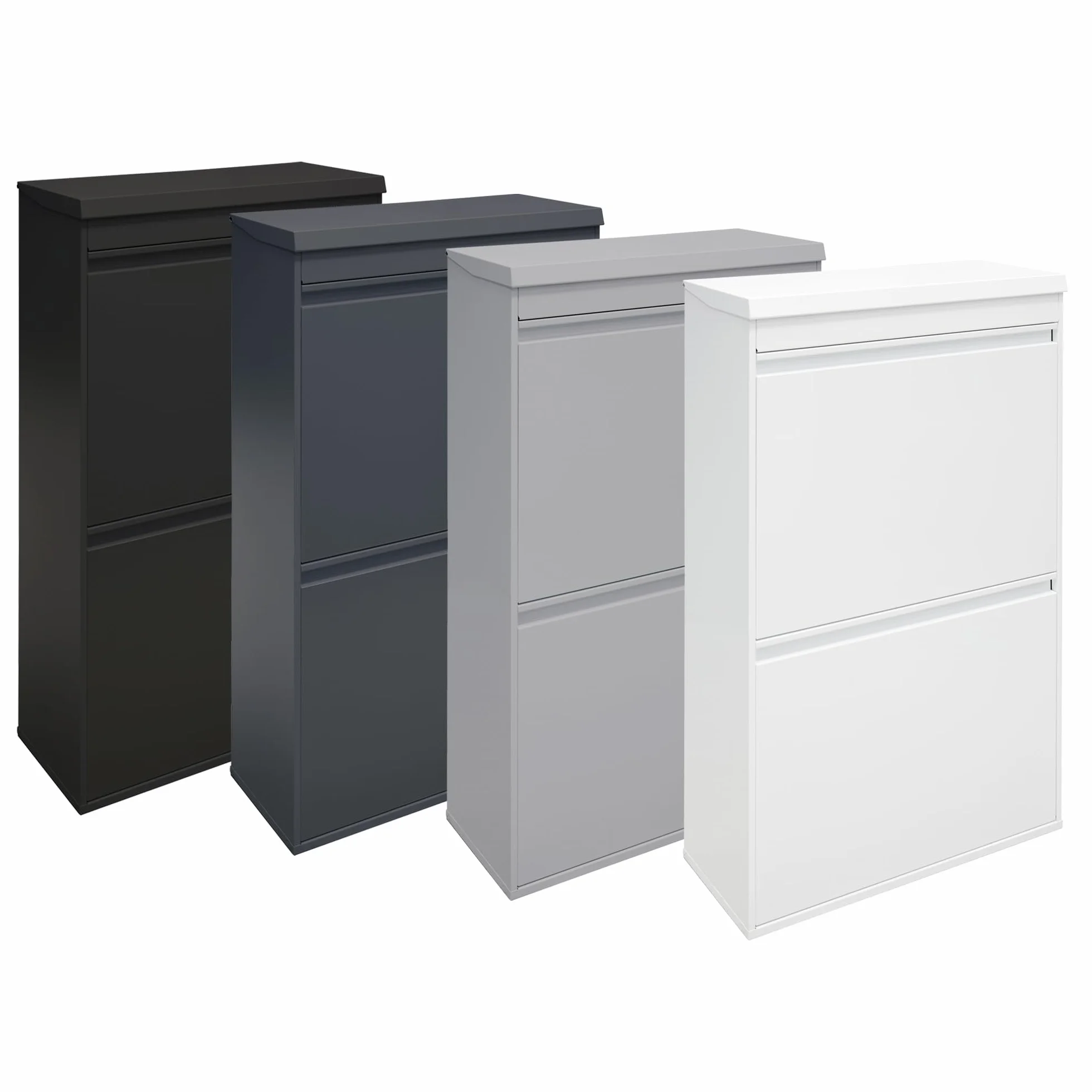 ARREGUI Top CR626-B Poubelle de recyclage en acier, tri sélectif, 4 seaux, 68 L, noir