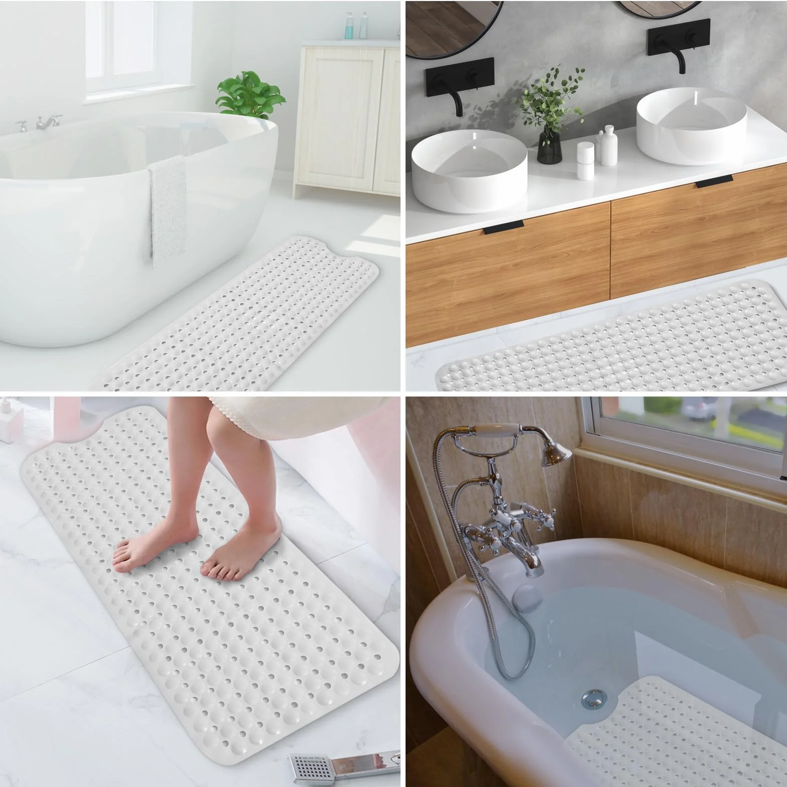 Tapis antidérapant baignoire 100 x 40 cm PVC Caoutchouc lavable en machine