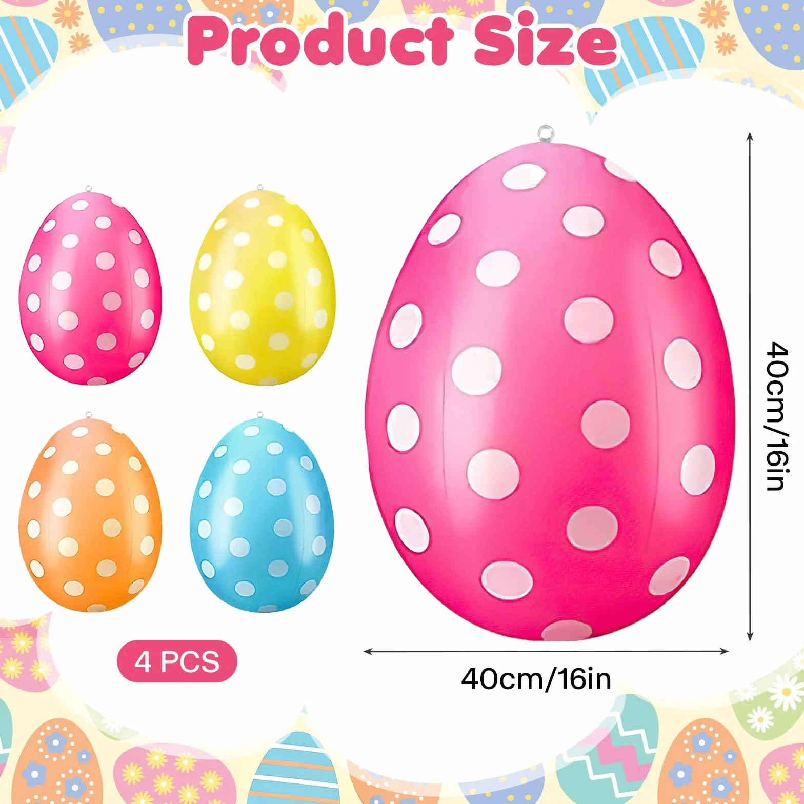 Oeufs de Pâques Gonflables 40 cm Décorations Géants pour Jardin Pelouse