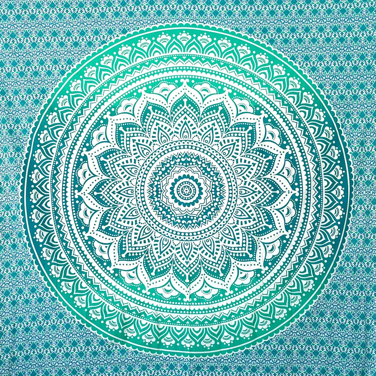 MOMOMUS Tapis Mandala XXL Anti Sable 210x230 cm Turquoise
