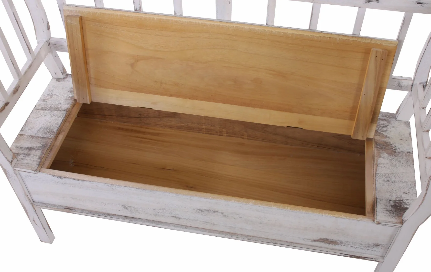 Mendler Banc Banquette de Rangement T207 Coffre avec Coussin Bois Blanc Shabby Chic
