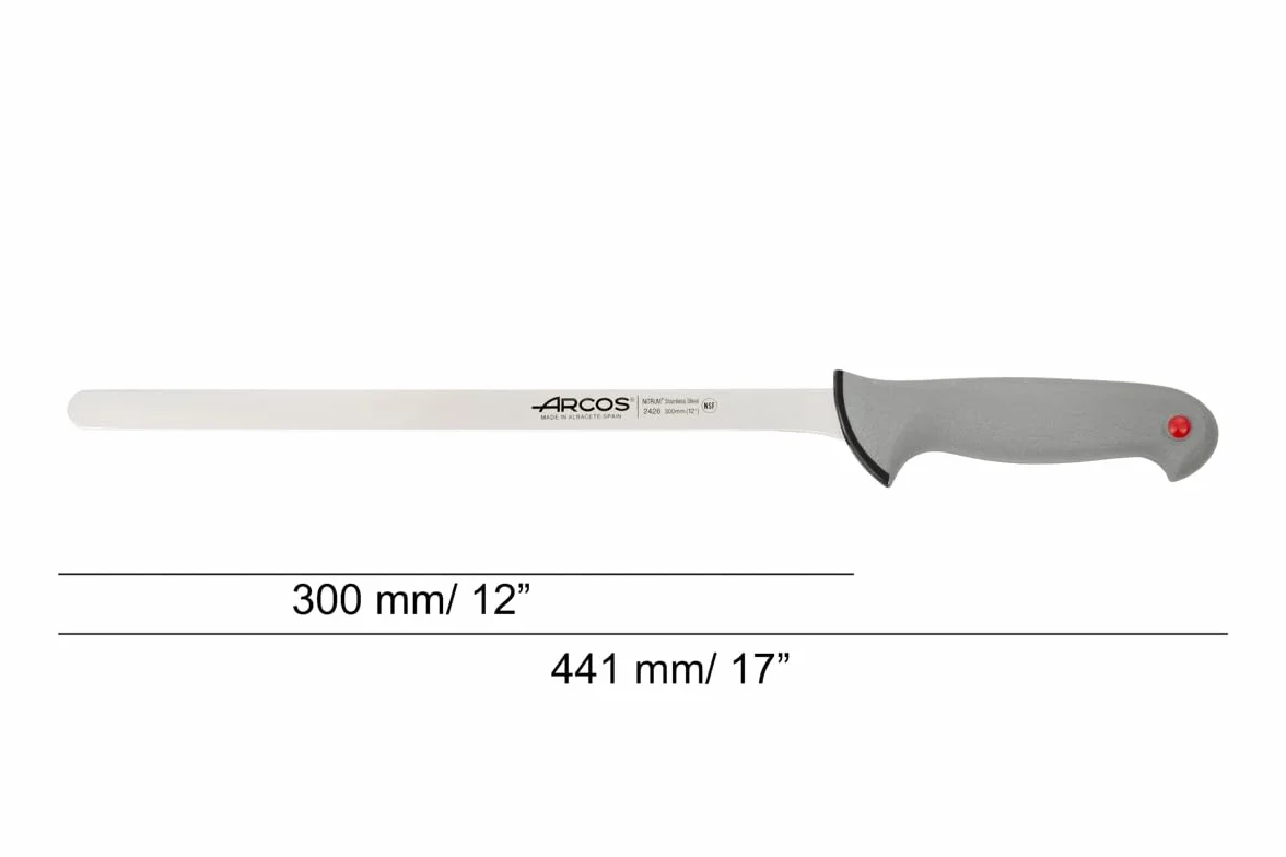Arcos Couteau à Jambon Acier Inoxydable Lame 300 mm Poignée POM Noir Série Couleur Prof