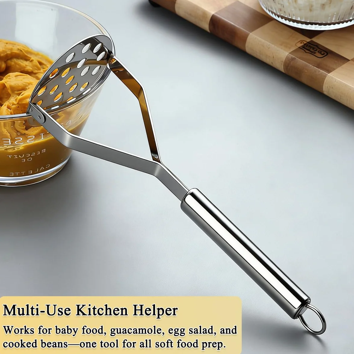 Homquen Pilon de Pommes de Terre en Acier Inoxydable 25 cm