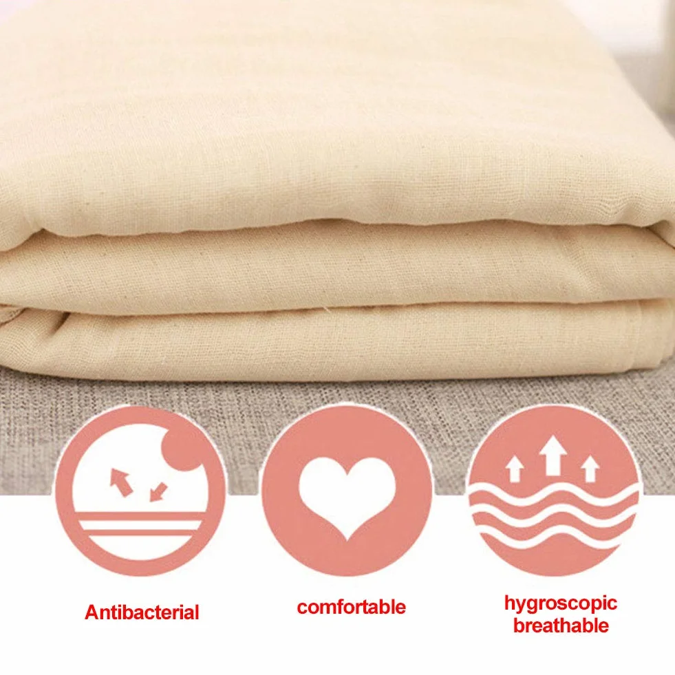 Faderr Étamine de cuisine antibactérienne en coton 150 x 150 cm Qualité 90 réutilisable beige